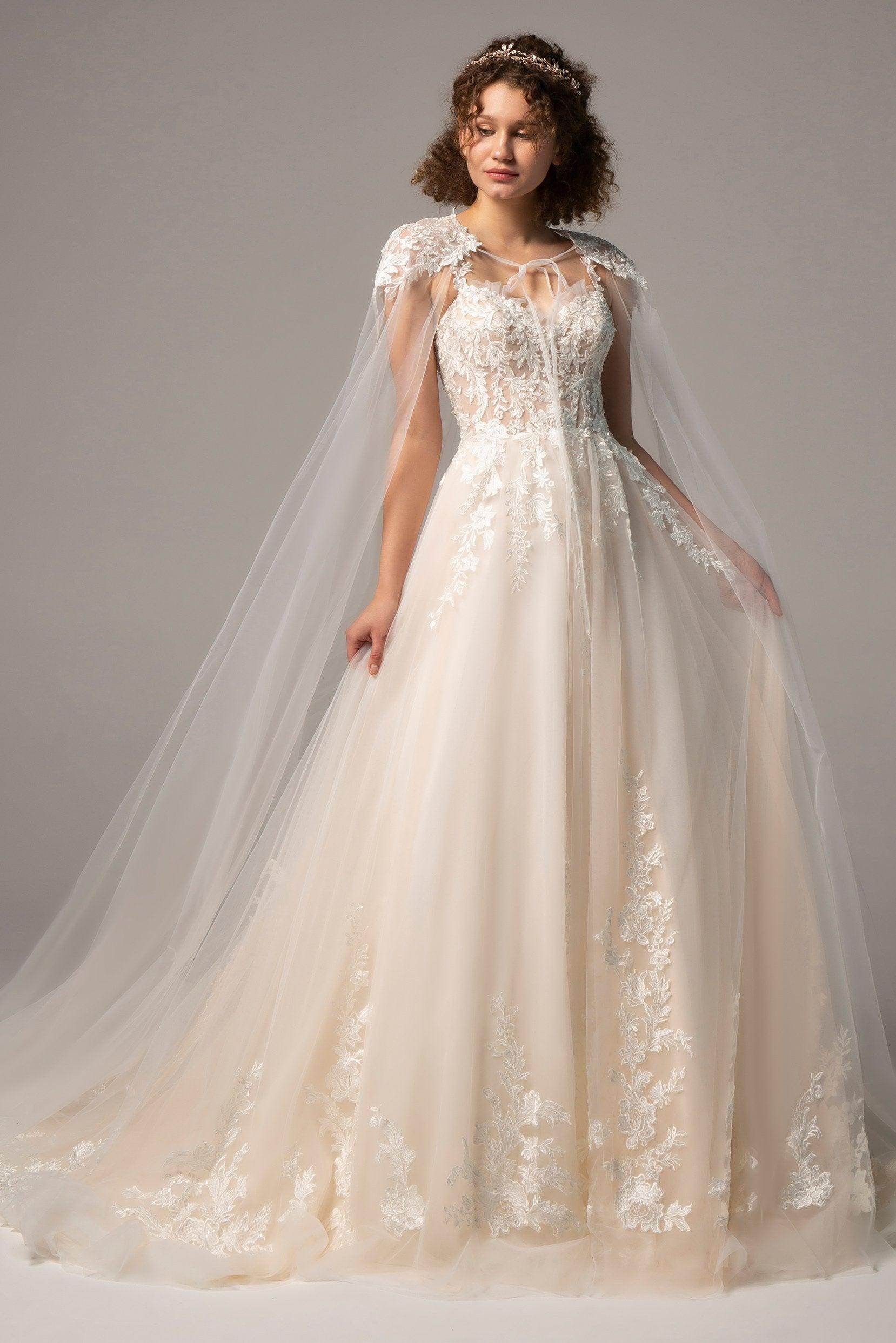 A-Line Court Train Tulle Wedding Dress CW2359 - COCOMELODY